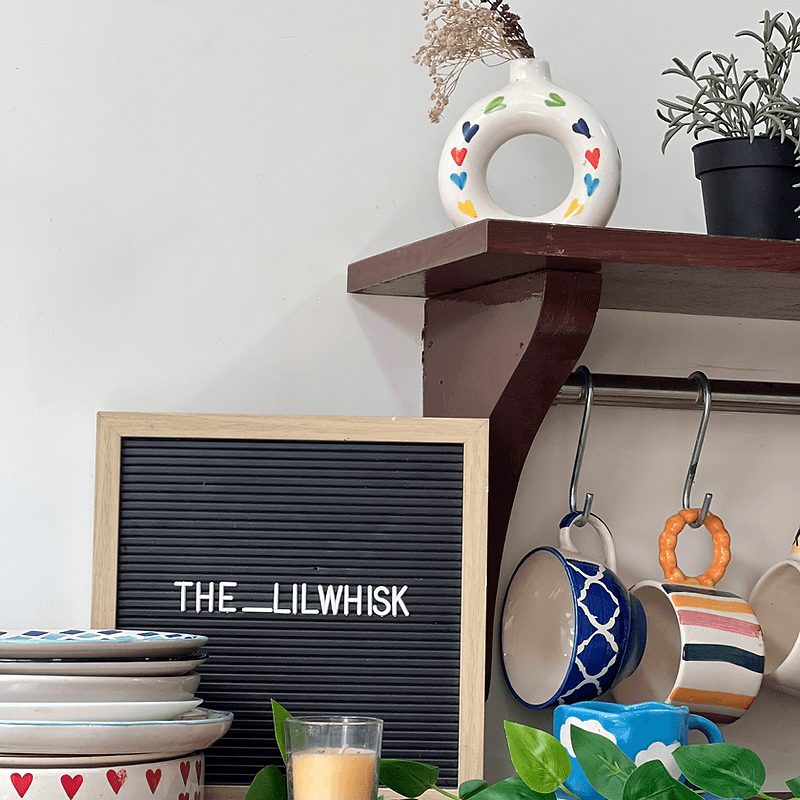 The Lil Whisk studio letterboard sign